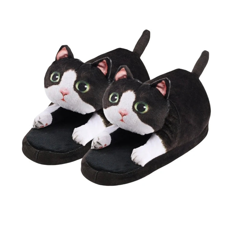 Tortoiseshell Cat EVA Cat Hugging Slippers Soft Creative Plush Kitty Slippers Cozy Animal Winter Fluffy Slides Women