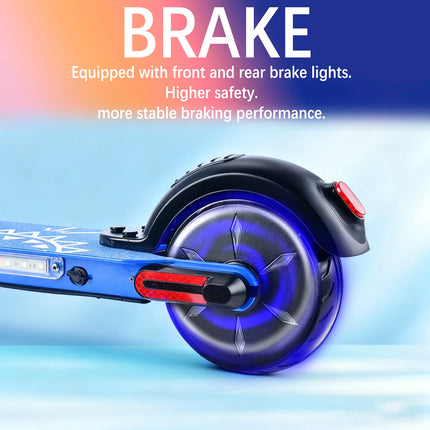 Monopattino elettrico AATOTMGO per bambini dai 6 ai 12 anni. Velocità massima: 16 km/h. Raggio d'azione: da 10 a 15 km. Pieghevole. Potenza: 125 W. 3 velocità, luci a LED, carico massimo: 70 kg.