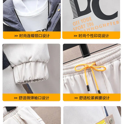 Casual Two Piece Men's Sets Clothing Spring Autumn Hooded Jackets And Pants Tracksuits Youth Street Wear Loose Top Coat & Jogger