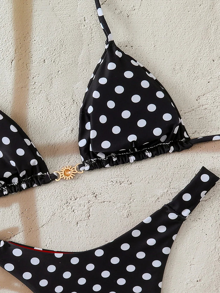 Micro Bikini 2026 Push Up per Donna, Costume da Bagno Sexy, Set Bikini Brasiliano a Pois, Biquini, Abbigliamento da Spiaggia Estivo