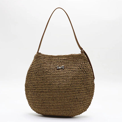 Borsa a Spalla da Donna Estiva in Paglia Intrecciata, Borsa Grande Capacità Artigianale in Rattan, Borsa Tote di Lusso Designer da Spiaggia