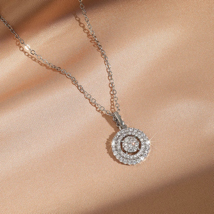 ZAKOL Simple Geometric Crystal White Zircon Pendant Necklace For Women Silver-Color Wedding Party Jewelry Gift With Box PlatiNum