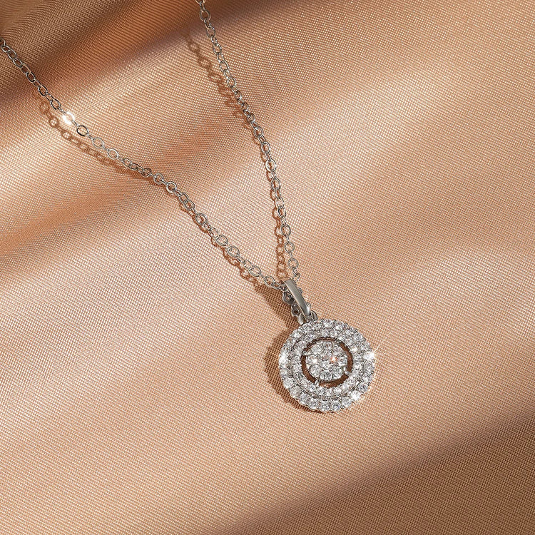 ZAKOL Simple Geometric Crystal White Zircon Pendant Necklace For Women Silver-Color Wedding Party Jewelry Gift With Box PlatiNum