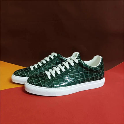 Men's High Quality Flats Cow Leather Sneakers Flat Round Toe Laces Black Daily Board Casual Shoes Luxury Business Footwear