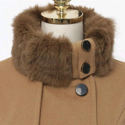 Winter Women's Jacket Windbreaker Warm Plush Thick Clothes Double Breasted Belt Autumn and Winter Korean Style Slim Lapel Coat