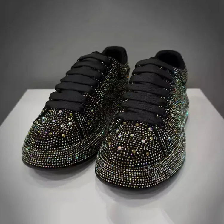 Luxury New Men Rhinestone Lace Up All Match Brand Shoes Causal Flats Loafers Sports Walking Sneakers Zapatos Hombre Vest