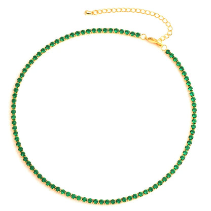 Collana a catena da tennis Hip Hop con zirconi cubici verdi stile misto CZ per donna Gioielli girocollo in oro 18 carati con smeraldi di cristallo per feste di strada