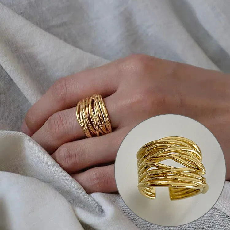 VENTFILLE Anello largo ad arco in argento sterling 925 per gioielli di design punk con geometria femminile regalo asimmetrico Dropshipping