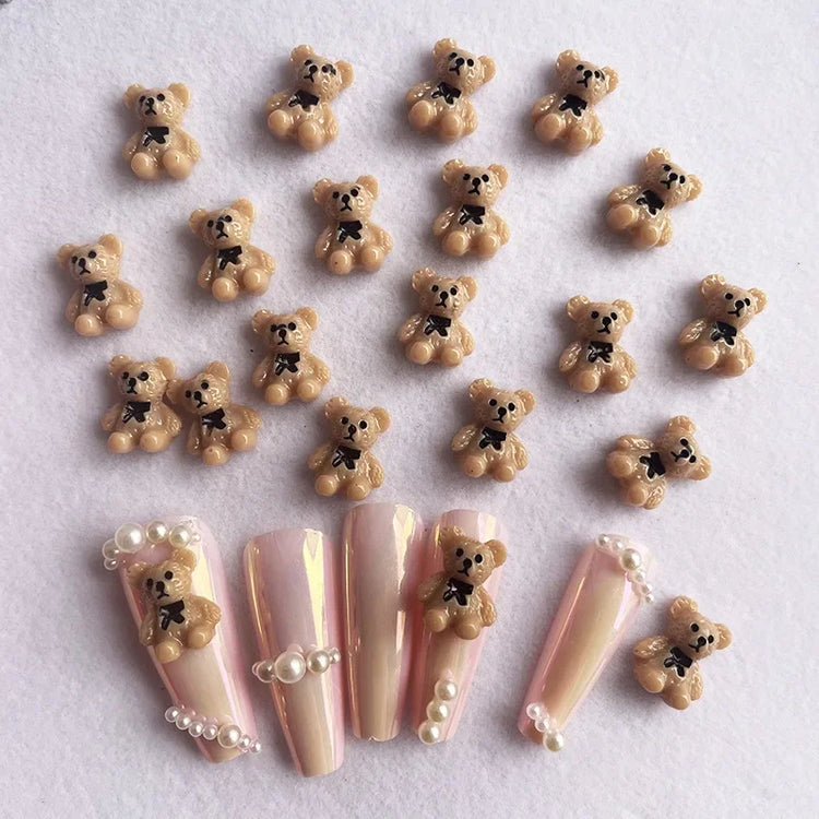 10-40Pcs Nail Art Bear Shaped Nail Charms Cute Nail Art Decorations Jewelry Rhinestone Accessories Manicure Diy Nails Art Tools