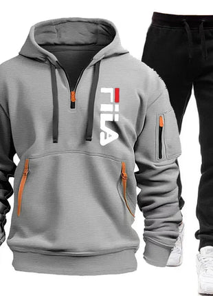 Autumn and winter hot selling men's hooded sweatshirt+casual pants two-piece outdoor multi pocket pullover and sports pants set PlatiNum