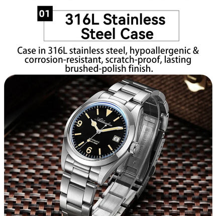 ADDIESDIVE AD2556 36mm Mechanical Automatic Watches Synthetic Sapphire Glass BGW9/C3 Super Luminous 100m Waterproof Men's Watch