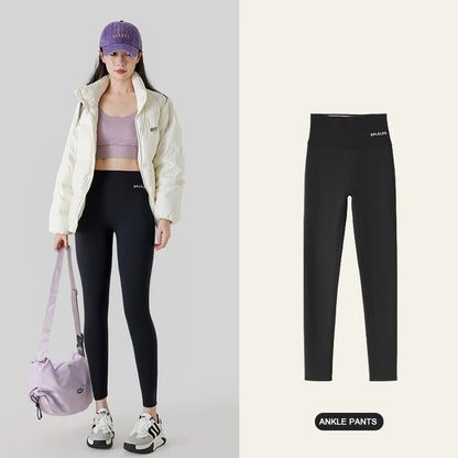 BIVIGAOS Autumn Winter Thick Foot Pants Sharkskin Leggings Women's Rabbit Fleece Warm Leggings High Waist Elastic Non Trace Yoga