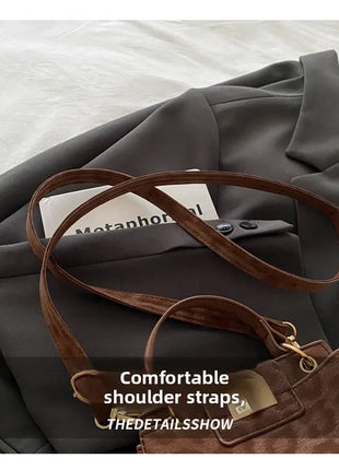 Elegante Mini Borsa a Tracolla con Manico Superiore, Chiusura Dorata, Versatile Borsa in Finta Pelle Scamosciata e Pelle per Uso Quotidiano Femminile