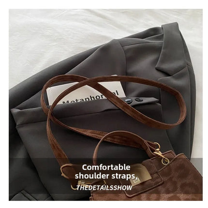 Elegante Mini Borsa a Tracolla con Manico Superiore, Chiusura Dorata, Versatile Borsa in Finta Pelle Scamosciata e Pelle per Uso Quotidiano Femminile