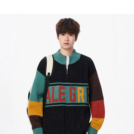 Autumn/winter Fashion Trend Retro Sports Thickened Warm Knitted Sweater Men's Loose Comfortable Large Size High Quality Sweater