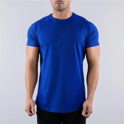 Men's Summer Skinny Casual T-Shirt Short Sleeve Tee Male Gym Fitness Sport Cotton Tops Man Running Workouts Sweatshirt Clothing PlatiNum