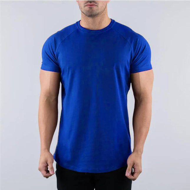 Men's Summer Skinny Casual T-Shirt Short Sleeve Tee Male Gym Fitness Sport Cotton Tops Man Running Workouts Sweatshirt Clothing PlatiNum