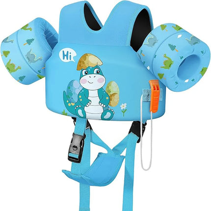 Kids Swim Vest for Toddlers Floaties for Swimming Armbands 15-70 lbs Cartoon Swim Water Wings with Crotch Strap Child Pool Floats Vest