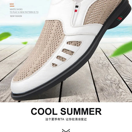 Scarpe basse formali estive maschili Scarpe casual traspiranti da uomo Scava fuori mocassini da uomo Mocassini fantastici Scarpe da esterno slip on fatte a mano