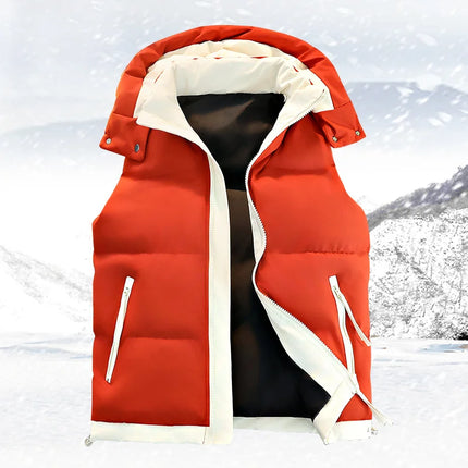 New Hooded Casual Men Waistcoat Comfortable Warm Zipper Male Sleeveless Jackets Solid Color Windproof Clothing for Men Spring