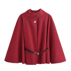 Belt Poncho Capes Women Black Cloaks Winter Coats Woman 2025 Bat Sleeve Cape Coats for Women Fashion Women's Cape Jacket