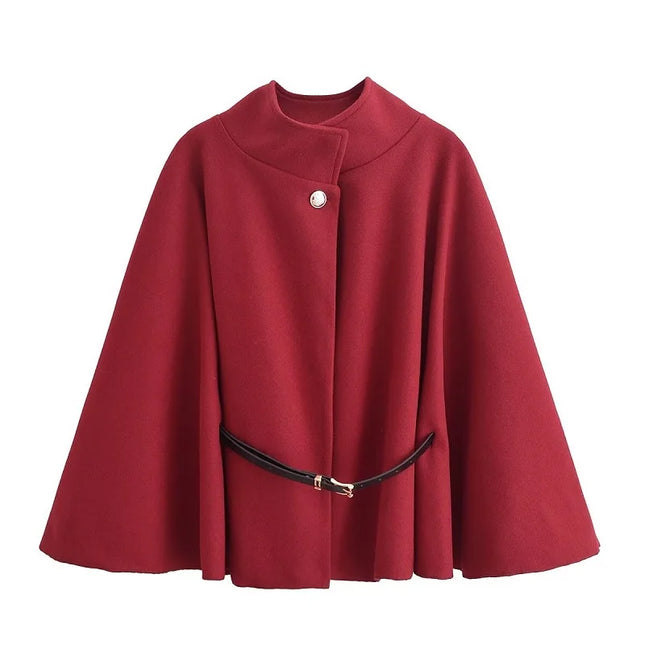 Belt Poncho Capes Women Black Cloaks Winter Coats Woman 2025 Bat Sleeve Cape Coats for Women Fashion Women's Cape Jacket