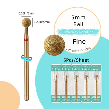 HYTOOS 5Pcs/Set Titanium Nail Drill Bits Diamond Cuticle Clean Nail Bit Professional Safety Cuticle Dead Skin Nail Cleaner Tool