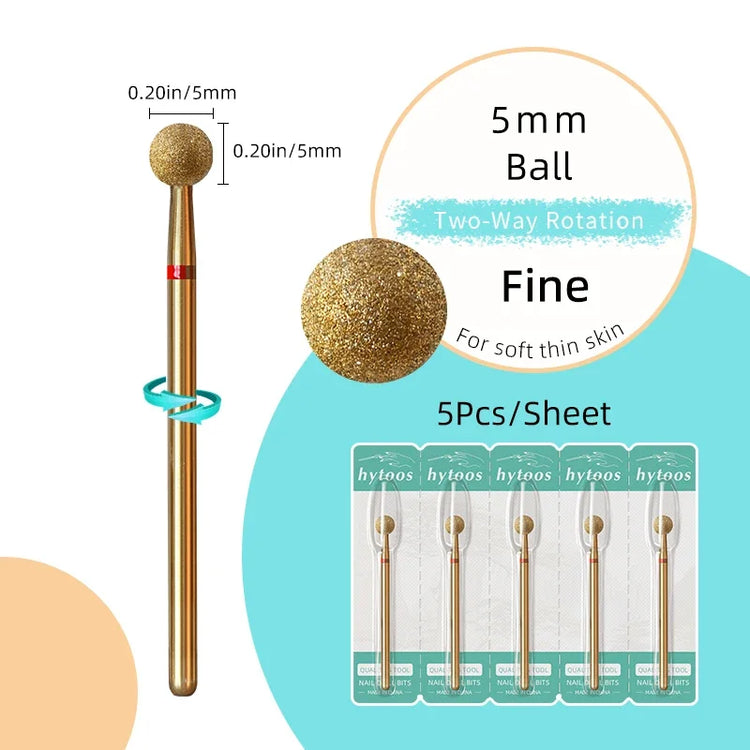 HYTOOS 5Pcs/Set Titanium Nail Drill Bits Diamond Cuticle Clean Nail Bit Professional Safety Cuticle Dead Skin Nail Cleaner Tool