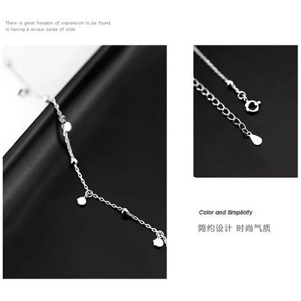 925 Sterling Silver Neck Chain Tassels Round Necklaces Women Jewelry Exquisite Elegant Aesthetic Charms Accessories Argent 925 PlatiNum