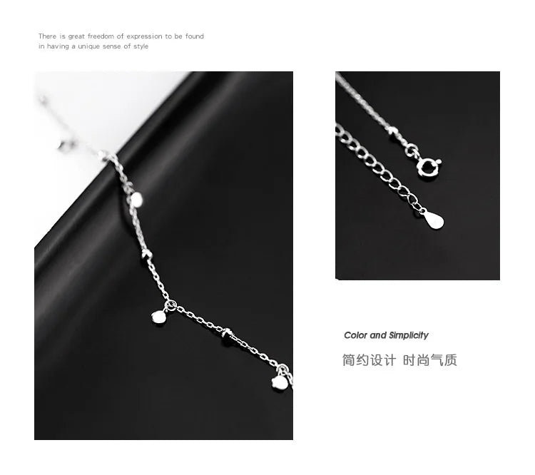 925 Sterling Silver Neck Chain Tassels Round Necklaces Women Jewelry Exquisite Elegant Aesthetic Charms Accessories Argent 925 PlatiNum