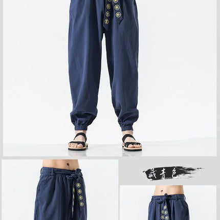 Pantaloni Kimono giapponesi ricamati pantaloni larghi Harajuku Casual da uomo 2023 abbigliamento tradizionale asiatico costume stile Yukata Harem