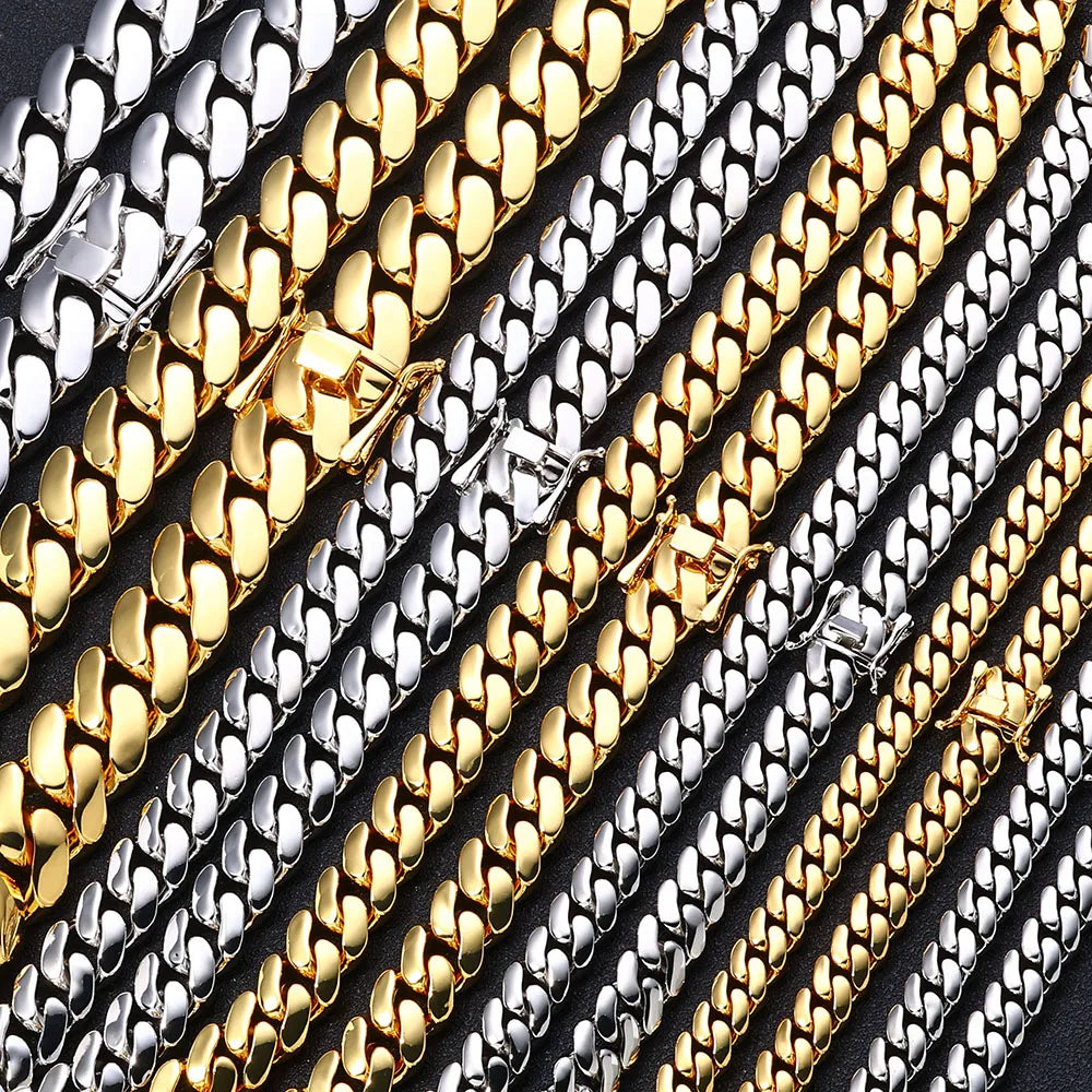 ESKEEM All'ingrosso 10/12/15/22mm 14K/18K Placcato Oro Pesante Miami Collana a Catena a Maglia Cubana per Gli Uomini Hip Hop Gioielli Catene Cubane