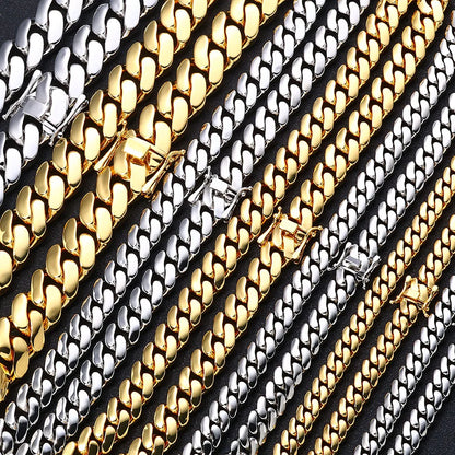 ESKEEM All'ingrosso 10/12/15/22mm 14K/18K Placcato Oro Pesante Miami Collana a Catena a Maglia Cubana per Gli Uomini Hip Hop Gioielli Catene Cubane