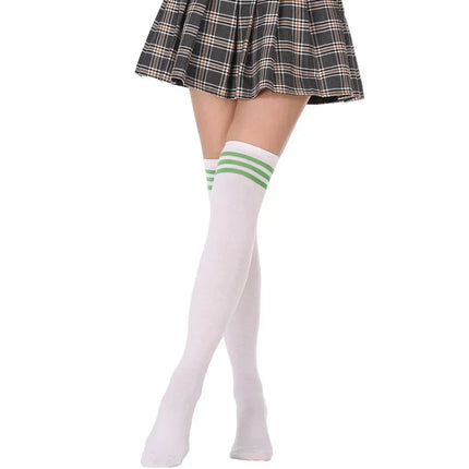 Moda ragazze carine coscia alta nero bianco a righe sopra il ginocchio calzini lunghi scaldamuscoli Lolita calze gotiche per donne sexy