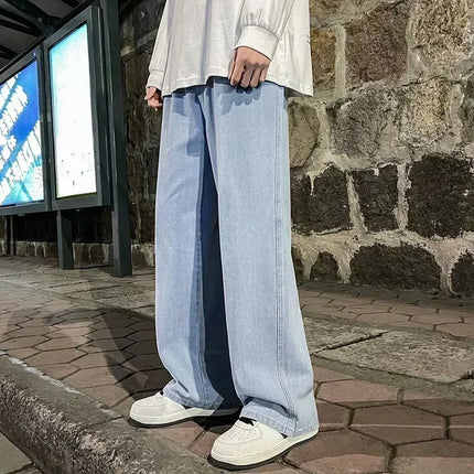 2025 nuovi jeans larghi streetwear uomo stile coreano moda pantaloni larghi dritti a gamba larga abbigliamento di marca da uomo nero azzurro