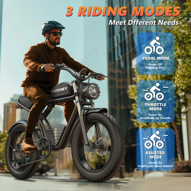 KICKWEY K7 Peak Electric Bicycle with 1500W Motor, 48V 18.2Ah Battery, 20x4.0 Fat Tires, 7-Speed Gearbox, Fast Delivery, 55 Km/h Max Speed, and 100 Km Range
