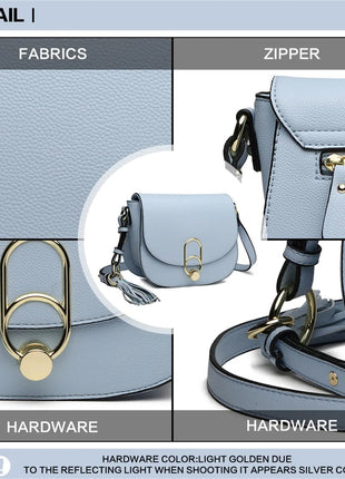 Miss Lulu WOMEN'S shoulder bag shoulder bag with zipper and tassel, modern, ideal for holiday and shopping, Crossbody Bag PlatiNum