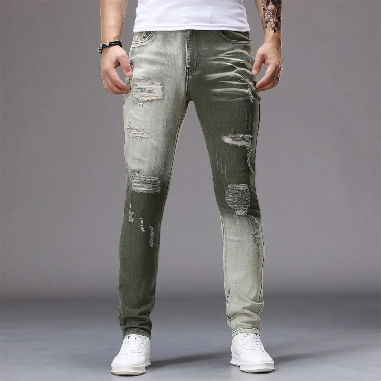 Men's Casual Jeans Vintage Straight Leg Elastic Slim Fit Autumn Winter Sweatpants Trousers Skinny Y2k Jeans Men's Cargo Pants