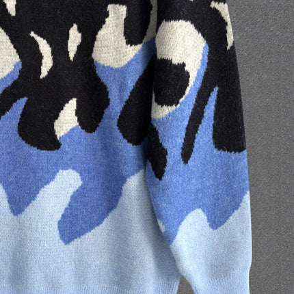 New Korean Trendy Men Sweaters Light Luxury Knitted Color Clashing O Neck Long Sleeve Pullover Casual High Street Knitwear M-3XL