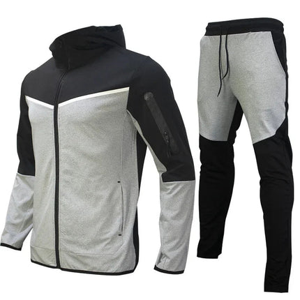 Men's Sports Coat Men's Spring and Autumn New European Size Sportswear Pants Hoodie Hooded Casual Set Tracksuit Men PlatiNum