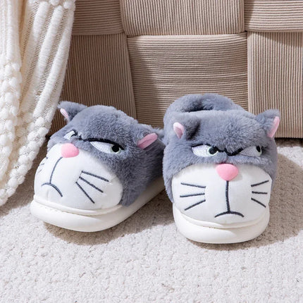 Fluffy Slippers Women Cute Cartoon Winter Plush Home Shoes Girls Casual Large Size Flats