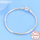 Famous Brand Original Certified 925 Sterling Silver Bracelet for Women DIY Charms Beads Snake Link Chain Classic Wrist Jewelry PlatiNum