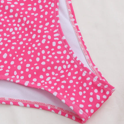 Costume da bagno bikini da donna verde a pois a vita alta brasiliano push-up con lacci e bendaggio, nuovo modello 2026, per la spiaggia PlatiNum