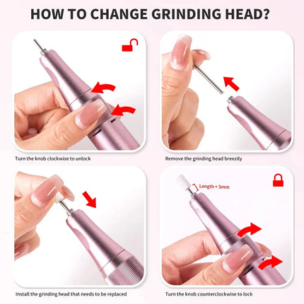 35000RPM Cordless Portable Nail Drill, Rechargeable Electric Nail File Manicure Pedicure Set, Professional Nail Art Tool for Gel Nails, Shaping Polishing for Home Salon & Nail Art Beginners