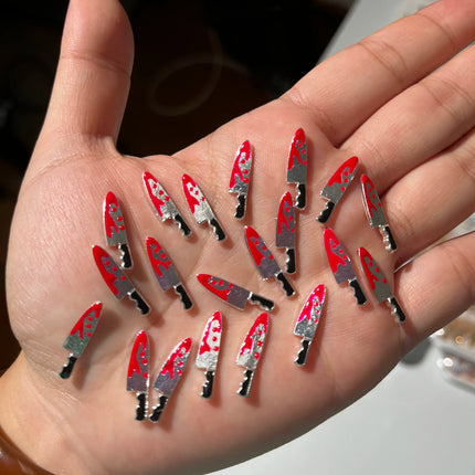 10Pcs Halloween Fake Weapons with Blood Nail Charms Bloody Horror Metal Nail Art Decorations Manicure Accessories Punk Jewelry *