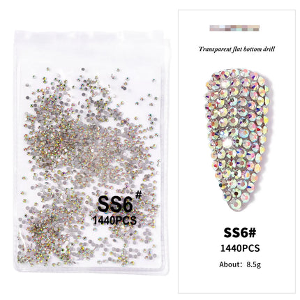 AB/Clear 1 Bag Nail Rhinestones Sizes SS3-SS12 1440 pcs Nail Art Decoration Flatback Glass Stones Shiny Gems DIY Gems nail accessories