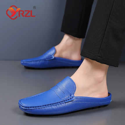 YRZL mocassini estate Slip on mezze scarpe per uomo pantofole in pelle PU Casual traspirante comodi mocassini mocassini scarpe Casual da uomo