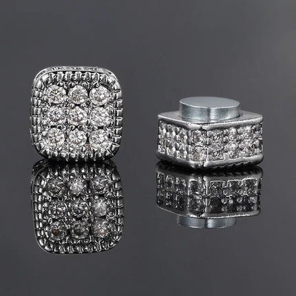 Orecchini finti Ice Out per uomo donna Forte magnete magnetico in acciaio inossidabile non penetrante Accessori per gioielli di moda Hip Hop Rock platinumshop