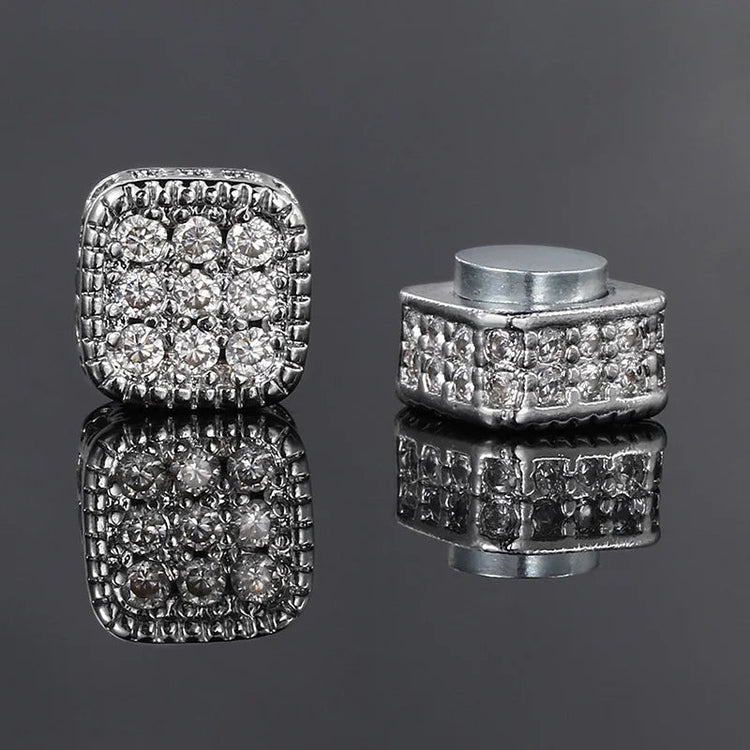 Orecchini finti Ice Out per uomo donna Forte magnete magnetico in acciaio inossidabile non penetrante Accessori per gioielli di moda Hip Hop Rock platinumshop