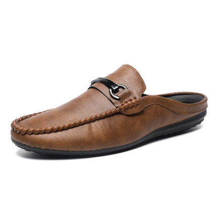 Mocassini Estivi da Uomo in Pelle Comodi e Leggeri, Scarpe Casual Morbide e Piatte, Ciabatte Quotidiane da Uomo